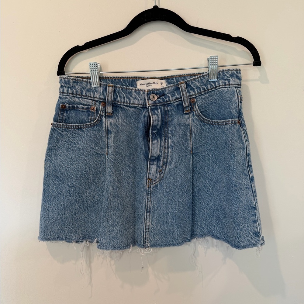 Abercrombie & Fitch Blue Frayed Mini Skirt